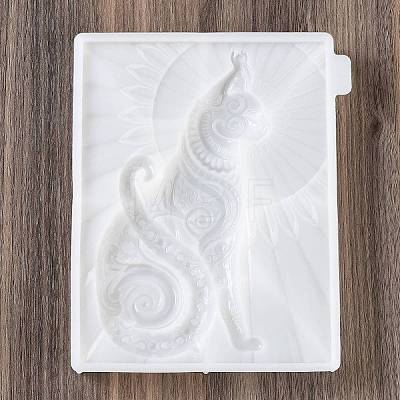 Rectangle with Cat & Sun DIY Wall Decoration Silicone Molds SIL-F007-10-1