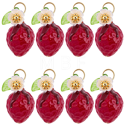 Handmade Lampwork & Acrylic & Resin Pearl Pendants PALLOY-BM00023-1