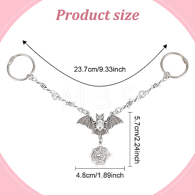 ANATTASOUL 2Pcs Bat with Spider Web Alloy Shoe Charms Chains FIND-AN0001-05-1