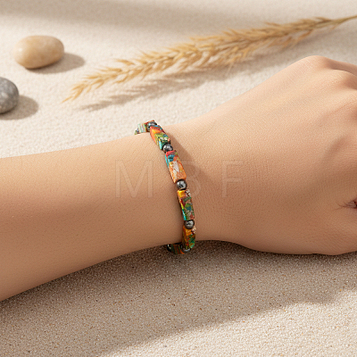 Adjustable Dyed Natural Imperial Jasper Cuboid Braided Bead Bracelets for Women SW5037-1