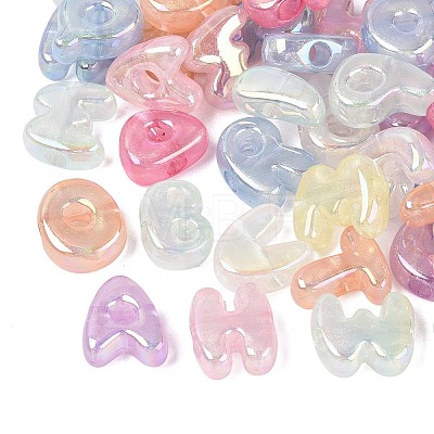 Luminous UV Plating Transparent Acrylic European Beads OACR-Q204-24-1