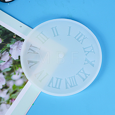 Flat Round with Roman Numerals Clock Wall Decoration Food Grade Silicone Molds SIMO-PW0001-425B-01-1