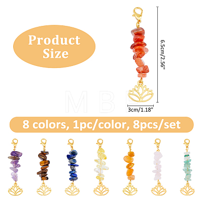 8Pcs 8 Styles Gemstone Pendant Decorations HJEW-FH00002-1