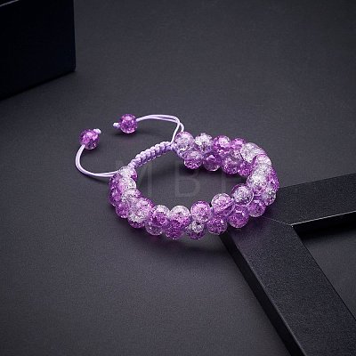 Sparkling Round Glass Braided Bead Bracelet BJEW-SW00082-07-1