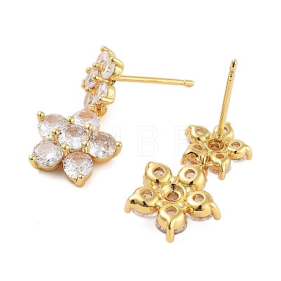 Rack Plating Flower Brass Stud Earrings EJEW-N055-44G-RS-1