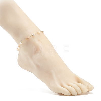 Natural Botswana Agate & Pearl Beaded Anklet AJEW-AN00500-02-1