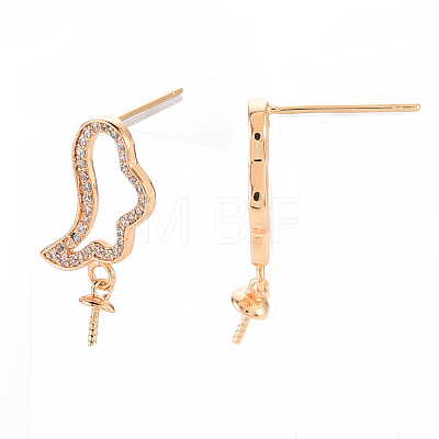 Brass Micro Pave Clear Cubic Zirconia Earring Findings LS-KK-T062-233G-NF-1
