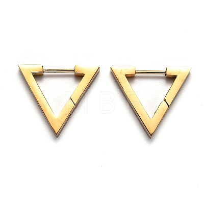 304 Stainless Steel Triangle Huggie Hoop Earrings STAS-J033-02C-G-1