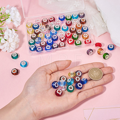 68Pcs 17 Colors Transparent Glass European Beads GPDL-SW0001-02-1