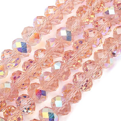 Electroplate Transparent Glass Beads Strands EGLA-A046-01C-15-1
