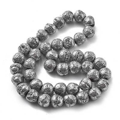 Electroplated Natural Lava Rock Beads Strands G-A251-D01-01F-1