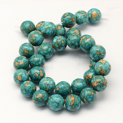 Dyed Synthetic Turquoise Round Bead Strands TURQ-Q100-01A-01-1