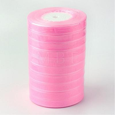 Breast Cancer Pink Awareness Ribbon Making Materials Sheer Organza Ribbon RS12mmY004-1