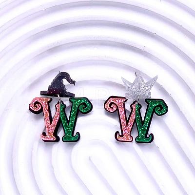 Acrylic Glitter Powder Dangle Stud Earrings FS-WGC50DB-01-1