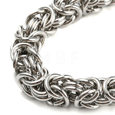 304 Stainless Steel Byzantine Chain Necklace with 316L Surgical Stainless Steel  Skull Clasps NJEW-D046-03AS-1