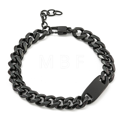 304 Stainless Steel Cuban Link Chain Oval Link Bracelets for Women BJEW-G717-17EB-1