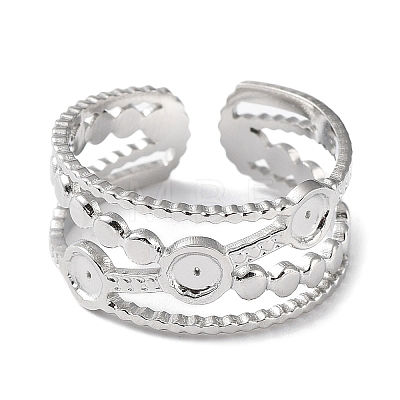 304 Stainless Steel Criss Cross Cuff Ring Findings STAS-P334-07P-1