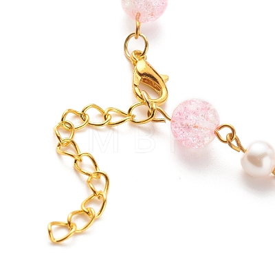 Bling Glass & Imitation Pearl Round Beaded Bracelet for Women BJEW-JB08591-1