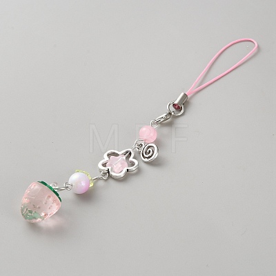 Plastic Strawberry Beads Mobile Straps HJEW-WH00056-10A-1