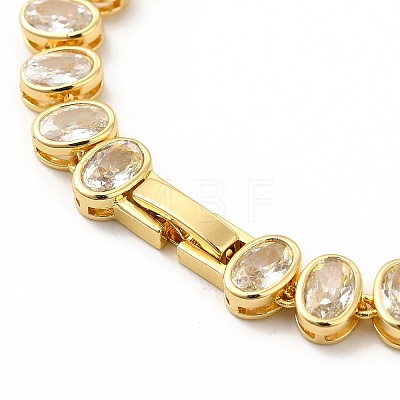 Clear Cubic Zirconia Oval Link Chain Bracelet BJEW-E073-04G-1