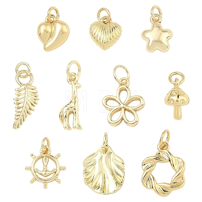 10Pcs 10 Styles Brass Pendants KK-YW0004-40-1