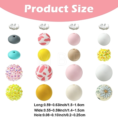 65Pcs 9 Styles Round & Rondelle Resin Rhinestone & Silicone & Brass Crystal Rhinestone Spacer Beads Findings Kits DIY-YW0017-97B-1