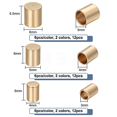 Unicraftale 36Pcs 6 Style 201 Stainless Steel Cord Ends STAS-UN0044-40-1