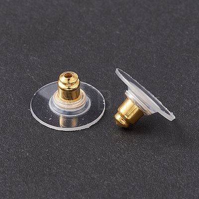 Brass Bullet Clutch Earring Backs with Pad KK-YW0001-68G-1