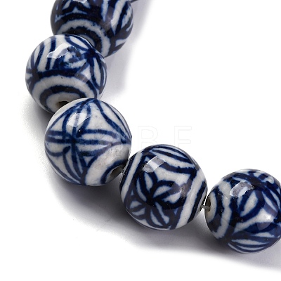 Handmade Blue and White Porcelain Beads Strands PORC-I027-04A-1