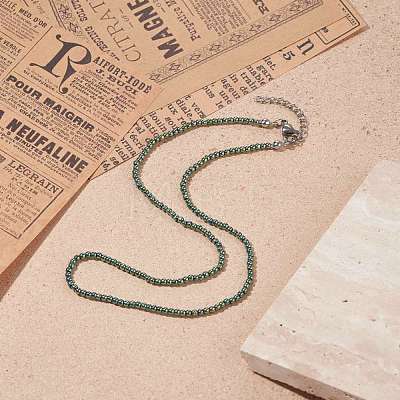 Round Glass Beaded Necklace for Women NJEW-JN03821-03-1