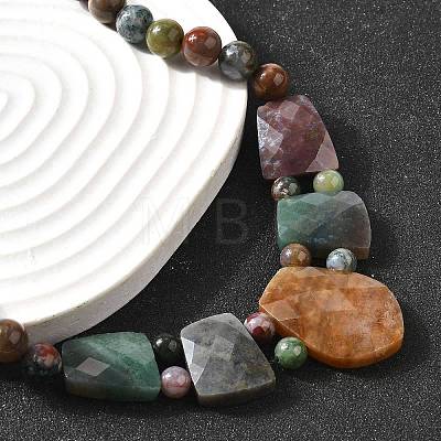 Natural Indian Agate Faceted Bib Graduated Beaded Necklaces for Women NJEW-B128-01E-1