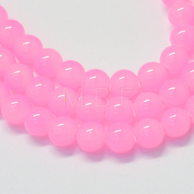 Baking Painted Imitation Jade Glass Round Bead Strands DGLA-Q021-4mm-45-1