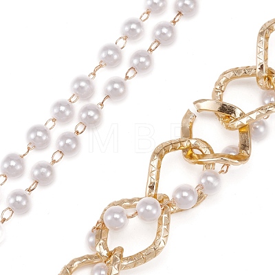 ABS Plastic Pearl Beaded Shoe Charms Chains FIND-WH0049-08-1