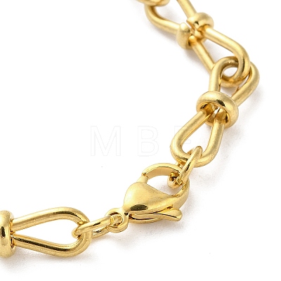 304 Stainless Steel Bowknot Link Chain Bracelets for Women BJEW-G712-08G-1