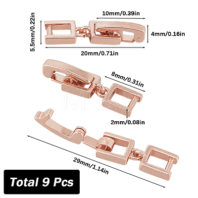 SUNNYCLUE 9Pcs Brass Fold Over Clasps KK-SC0004-06RG-1