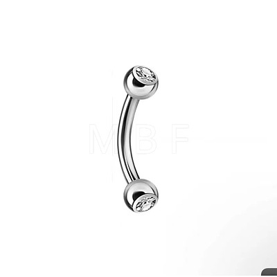 Round 304 Stainless Steel Rhinestone Eyebrow Curved Barbell Rings WGCF9EA-03-1