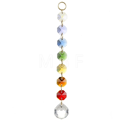 4Pcs 4 Styles Glass Octagonal Bead Hanging Suncatchers HJEW-JM02215-02-1