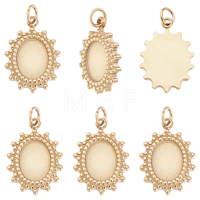 6Pcs 304 Stainless Steel Pendant Cabochon Settings STAS-BBC0010-57-1