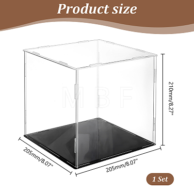 Square Transparent Acrylic Minifigure Collections Display Case with Black Base ODIS-WH0099-19-1