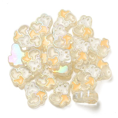 UV Plating Rainbow Iridescent Acrylic Enamel Beads OACR-G012-07C-1