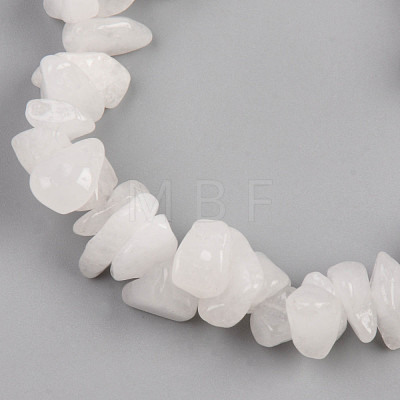 Unisex Chip Natural White Moonstone Beaded Stretch Bracelets BJEW-S143-46-1
