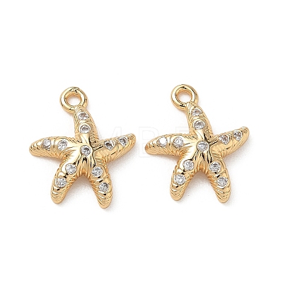 Brass Micro Pave Clear Cubic Zirconia Charms KK-P355-01E-G-1