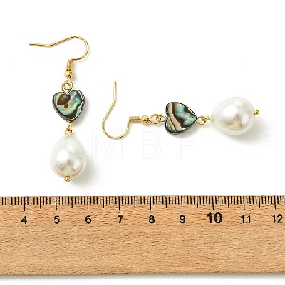 Natural Abalone Shell and Shell Pearl Dangle Earrings EJEW-JE07432-01-1