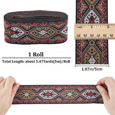 Ethnic Style Polyester Embroidery Ribbons OCOR-WH0078-103-1