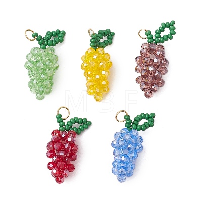 Handmade Glass Beaded Grape Pendants PALLOY-MZ00489-1