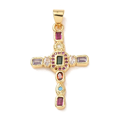 Brass Micro Pave Cubic Zirconia Pendants KK-P352-03B-G-1