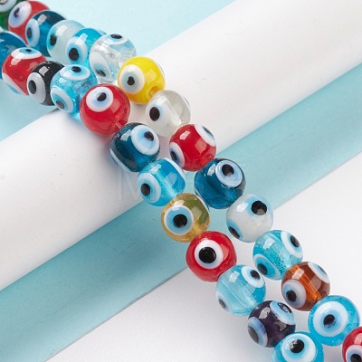 Handmade Evil Eye Lampwork Bead Strands LAMP-M015-01-1