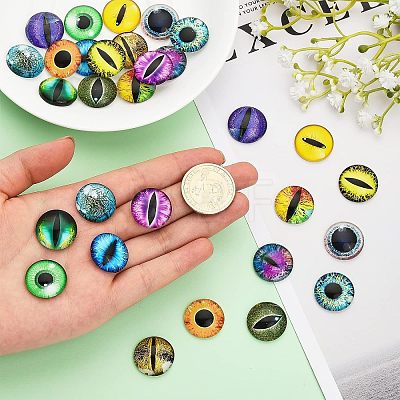 30Pcs 15 Style Luminous Glass Cabochons DIY-CA0004-97-1