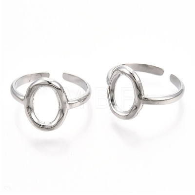 304 Stainless Steel Hollow Oval Cuff Rings RJEW-N038-120P-1