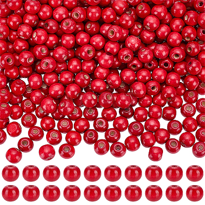 600Pcs Dyed Natural Wood Beads COCO-SC0002-39A-1